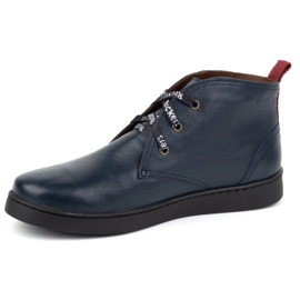 Scarpe Chukka da uomo in pelle KAMPOL 110/63 blu navy 1