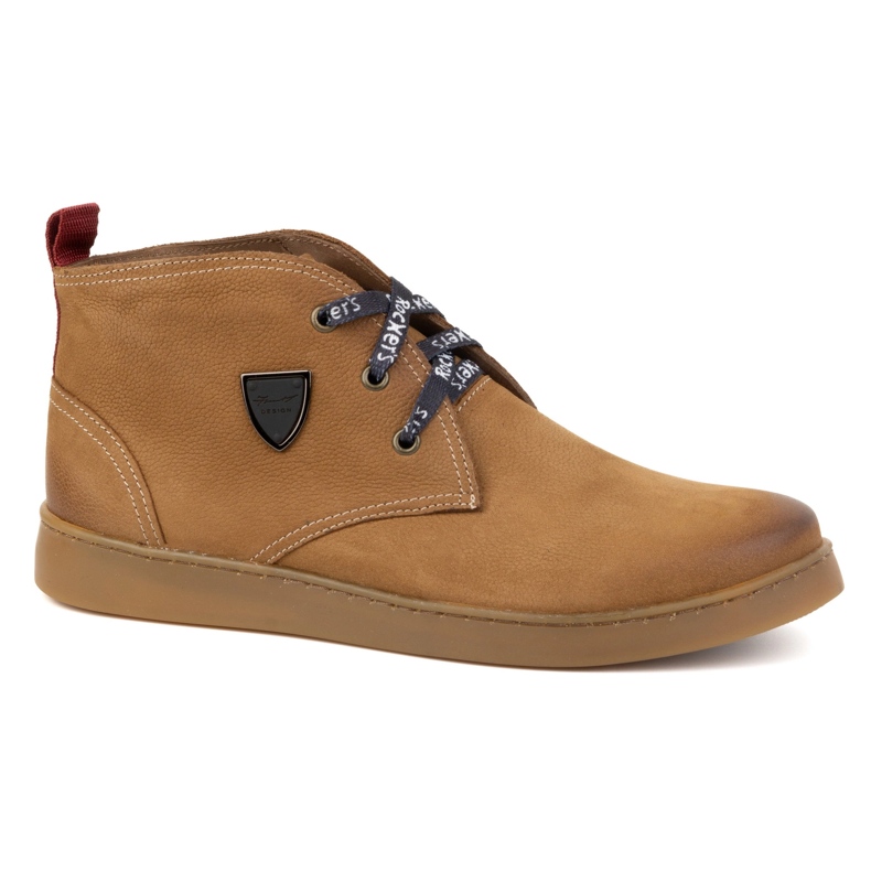 Scarpe Chukka in pelle da uomo KAMPOL 110/410 marrone chiaro beige 1