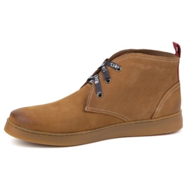 Scarpe Chukka in pelle da uomo KAMPOL 110/410 marrone chiaro beige 2