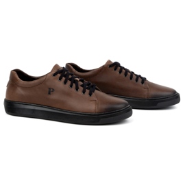 Polbut Scarpe da uomo, sneakers in pelle 2127, colore testa di moro marrone 3
