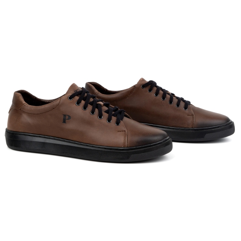 Polbut Scarpe da uomo, sneakers in pelle 2127, colore testa di moro marrone 3