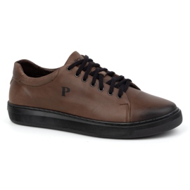 Polbut Scarpe da uomo, sneakers in pelle 2127, colore testa di moro marrone 2