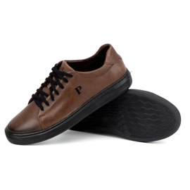 Polbut Scarpe da uomo, sneakers in pelle 2127, colore testa di moro marrone 4