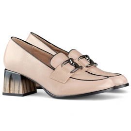 Scarpe basse da donna, mocassini beige in vernice GD-FL477D.BE 2