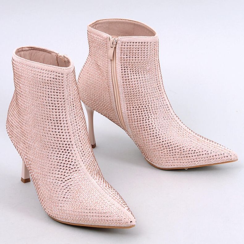 Stivaletti tacco alto con cristalli Demish Champagne rosa 1