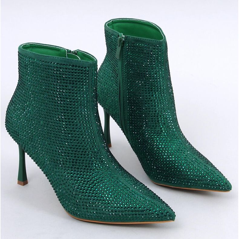 Stivaletti con tacco alto e cristalli Demish Green verde 1