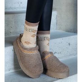 Doposci con plateau, tomaia bassa e motivo Greene ricamato beige 2