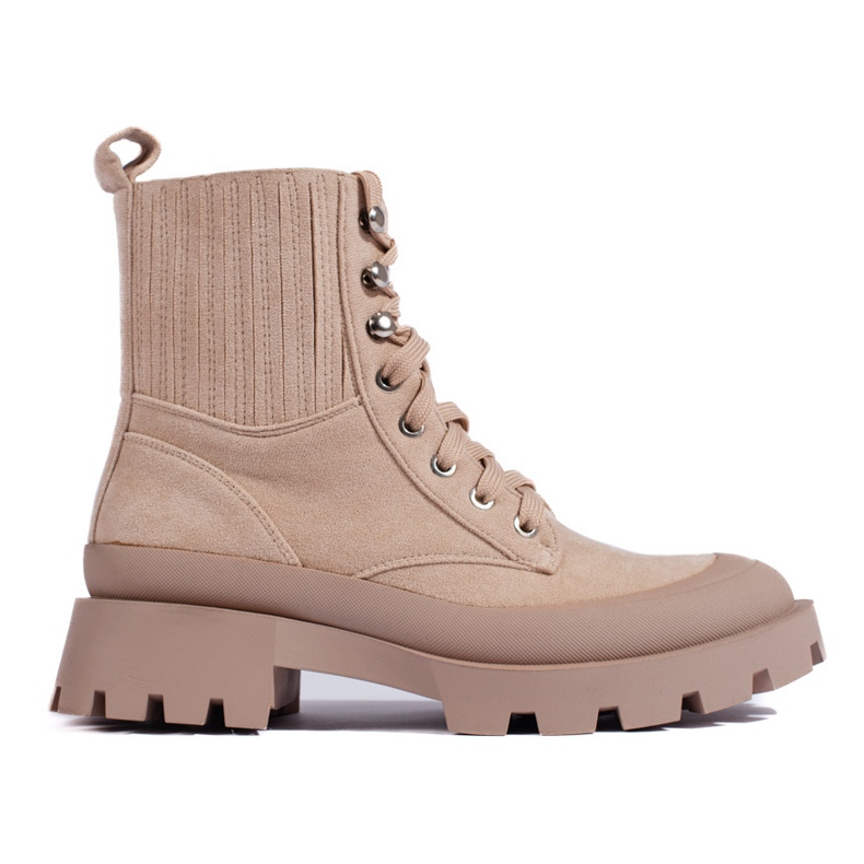 SHELOVET Stivaletti stringati in camoscio beige 1