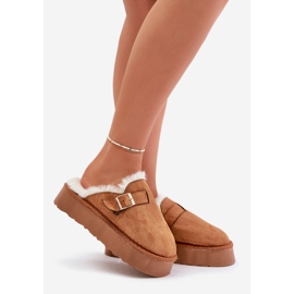 Pantofole Da Donna Con Suola Spessa Con Pelliccia E Fibbia Linneola Cammello marrone 1