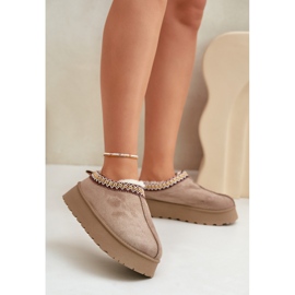 Doposci Con Plateau Con Ricamo, Tamilda Beige Scuro 1