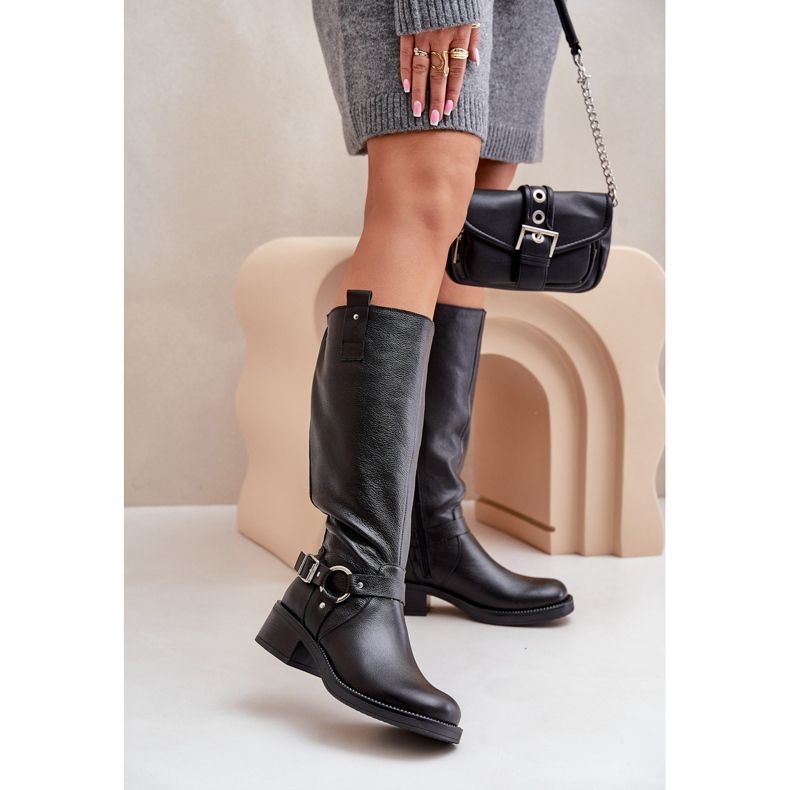 Zazoo 70141 Stivali sopra il ginocchio in pelle da donna, neri nero 2