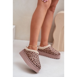 Stivali da neve con plateau da donna isolati con pelliccia leopardata, Marrone, Remenia 2
