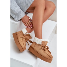 Stivali da neve con plateau da donna e pelliccia, Branek Camel Ciabellae marrone 2