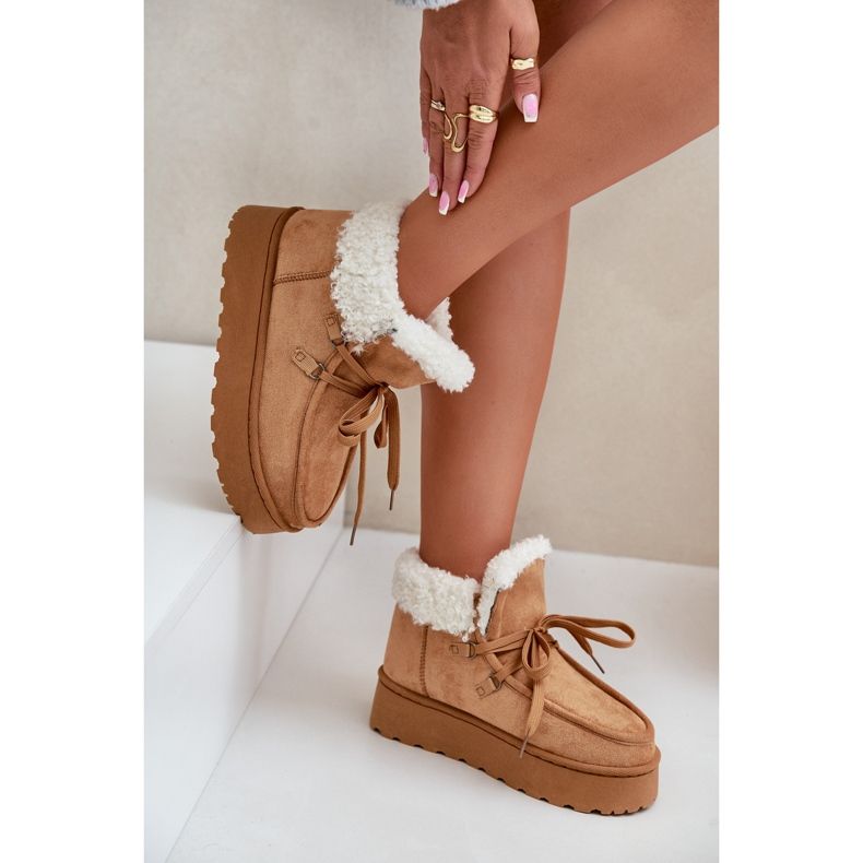 Stivali da neve con plateau da donna e pelliccia, Branek Camel Ciabellae marrone 1