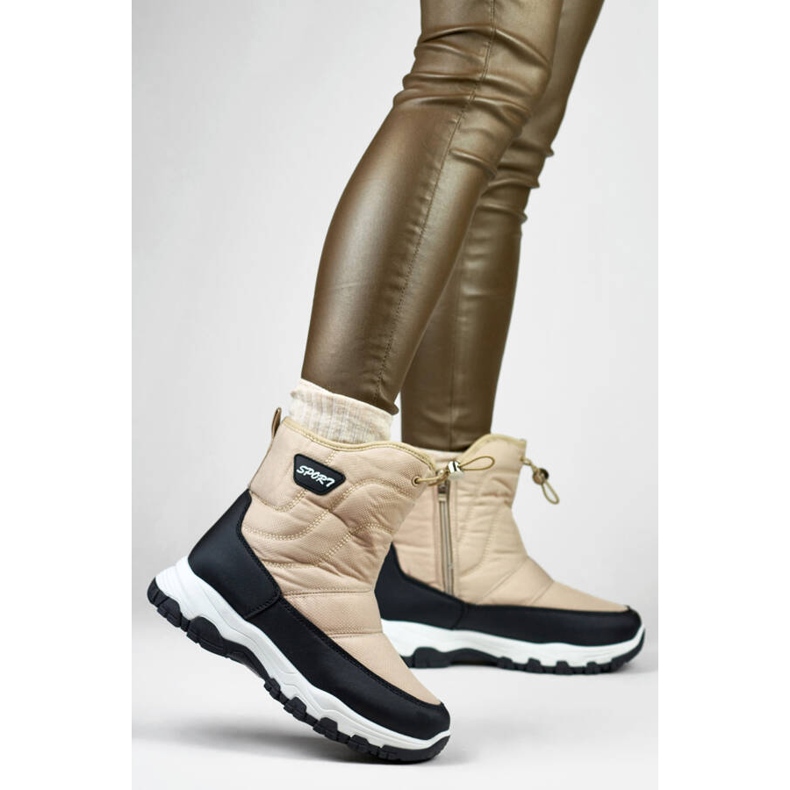 Doposci da donna con risvolto, beige 9159-4BE 2