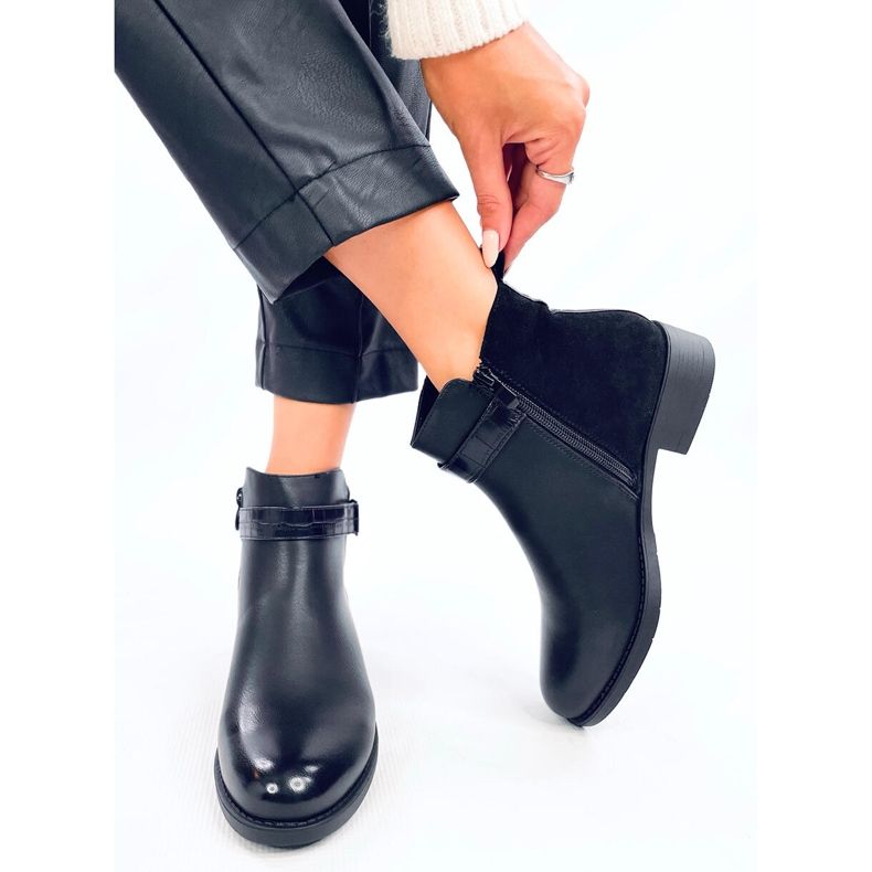 Stivaletti Chelsea da donna in pelle scamosciata e pieno fiore, Amil Black nero 1