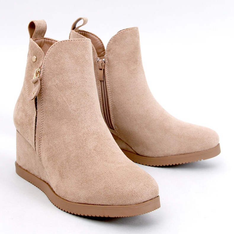 Stivaletti con zeppa in camoscio Paxten Khaki beige 1