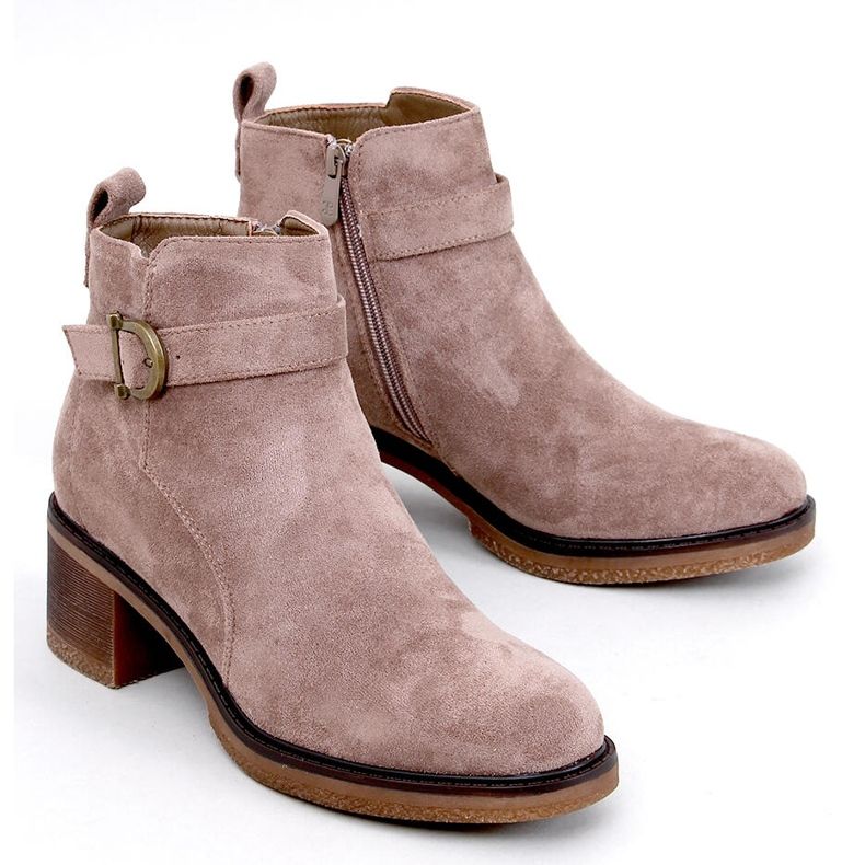 Stivaletti Duncans Khaki con tacco basso beige 1