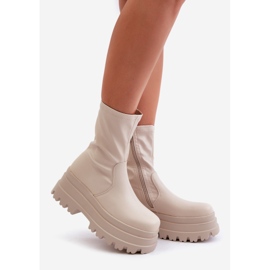 Stivaletti Florinara beige chiaro su una piattaforma massiccia 1