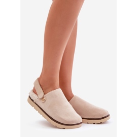 Pantofole da Donna con Plateau, Foderate con Pelliccia, Montone Beige di Sanilora 1