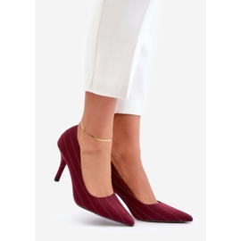 Tacco Alto da Donna in Tessuto Rigato Bordeaux Tifidra rosso 1