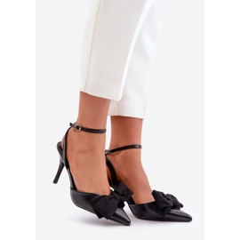 Décolleté con Fiocco in Eco Pelle, Volamia Nero 1