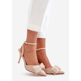 Décolleté con Fiocco in Eco Pelle, Volamia Beige 1