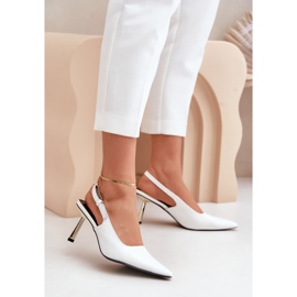 Décolleté Filona in vernice bianca con tacco aperto bianco 2