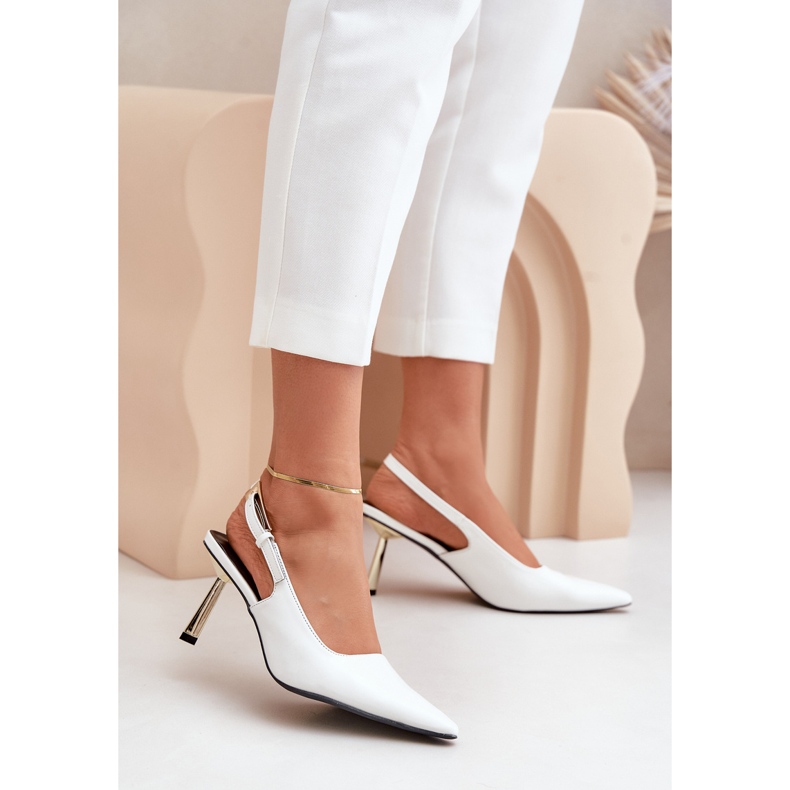 Décolleté Filona in vernice bianca con tacco aperto bianco 2