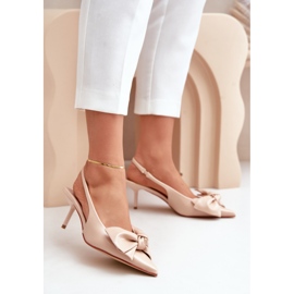 Tacco Alto Emirenna Beige In Eco Pelle Con Fiocco 2