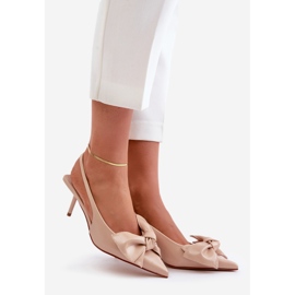 Tacco Alto Emirenna Beige In Eco Pelle Con Fiocco 1