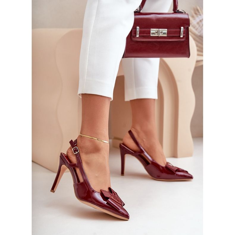 Stiletto in vernice con tacco scoperto, Auroravia bordeaux rosso 2
