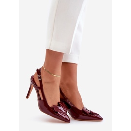 Stiletto in vernice con tacco scoperto, Auroravia bordeaux rosso 1