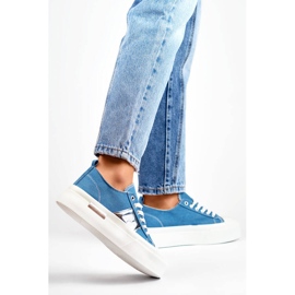 Sneakers in denim blu con suola spessa LY100BL 2