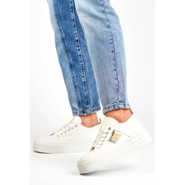 Sneakers basse con suola spessa, bianche LY100W bianco 2