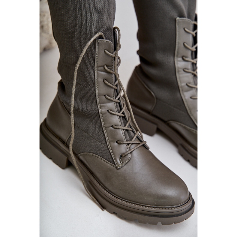 Stivali slip-on con tomaia a calzino, Iranel verde scuro 2