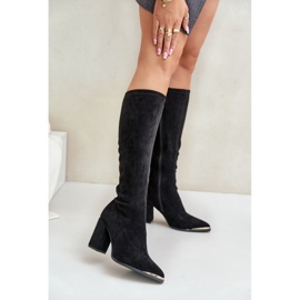 Stivali in eco suede con tacco largo, Batirae neri nero 2