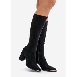 Stivali in eco suede con tacco largo, Batirae neri nero 1