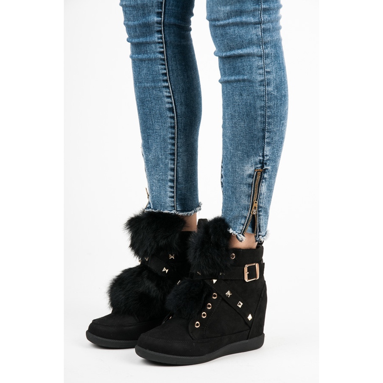 Kylie Sneakers con pelliccia nero 2