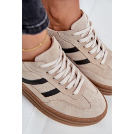 Zazoo N1176 Sneakers in pelle scamosciata con plateau, Beige 2