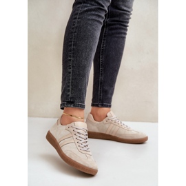 Zazoo N1068 Sneakers Basse da Donna in Camoscio, Beige 2