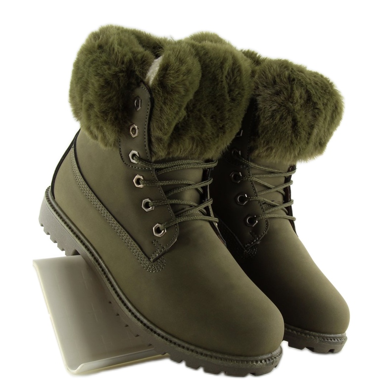 Stivali di legno verde caldo con pelliccia 2