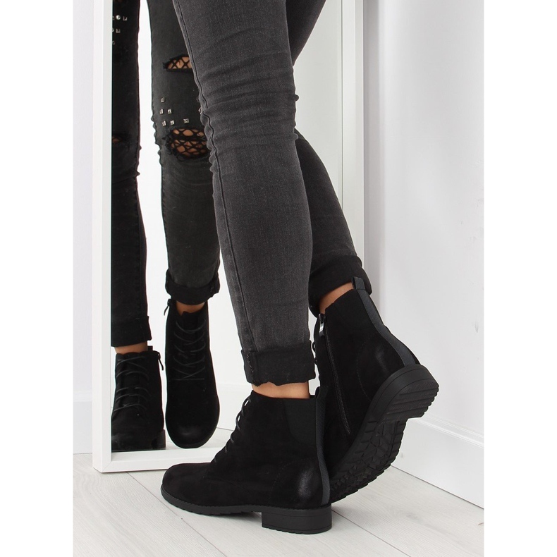 Stivaletti stringati in pelle scamosciata neri nero 2