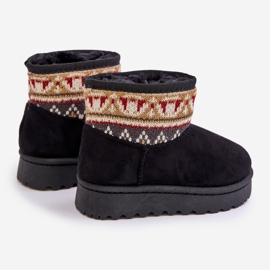 Stivali da neve slip-on per bambini con fantasia, foderati in pelliccia, mirire nere nero 2