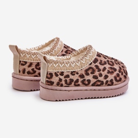 Stivali da neve per bambini con motivo leopardato sulla piattaforma, caldi con pelliccia, Vilabria marrone beige 1