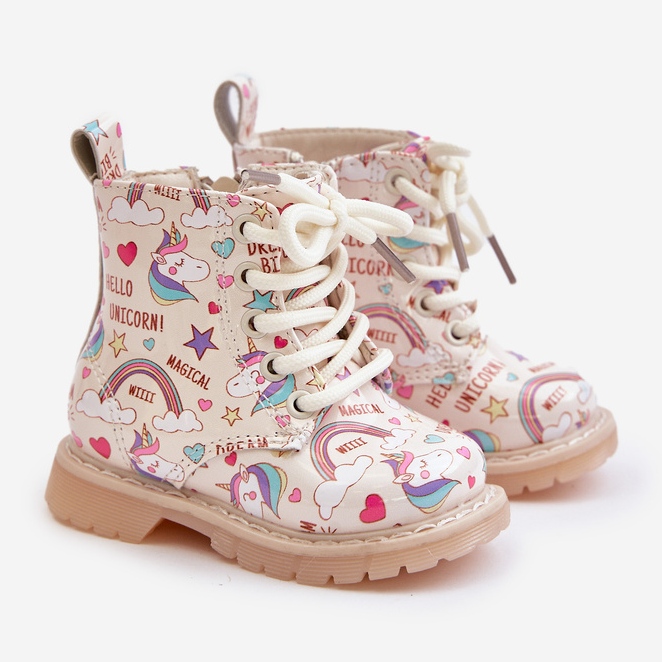 Stivali isolanti per bambini con cerniera Unicorni Beige Tiptop 1