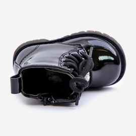 Stivaletti da bambino in vernice isolante con orsetto di peluche e cerniera, Black Enchanta nero 2