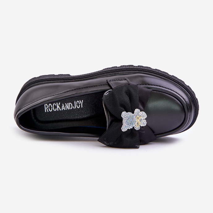 Vinceza Mocassini Da Bambina In Eco Pelle Con Fiocco, Colore Nero Avallesa 2