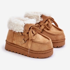 Doposci per bambini isolati con pelliccia color cammello Adelane marrone 1