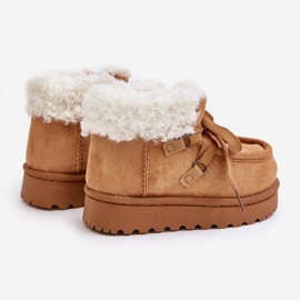 Doposci per bambini isolati con pelliccia color cammello Adelane marrone 2